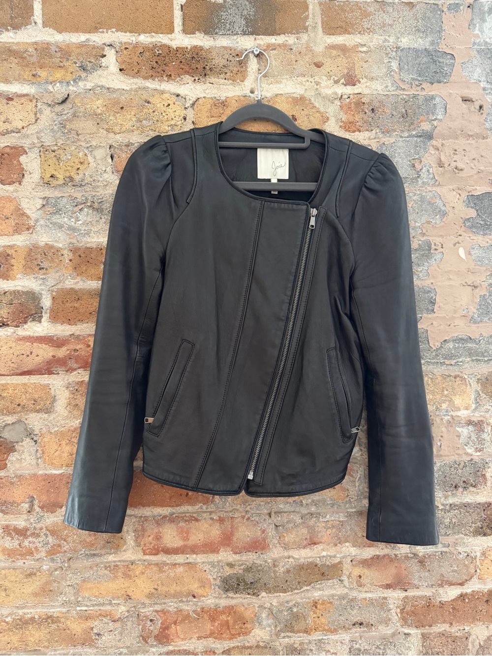 Joie Black Leather Asymmetrical Moto Jacket